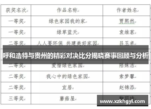 呼和浩特与贵州的精彩对决比分揭晓赛事回顾与分析